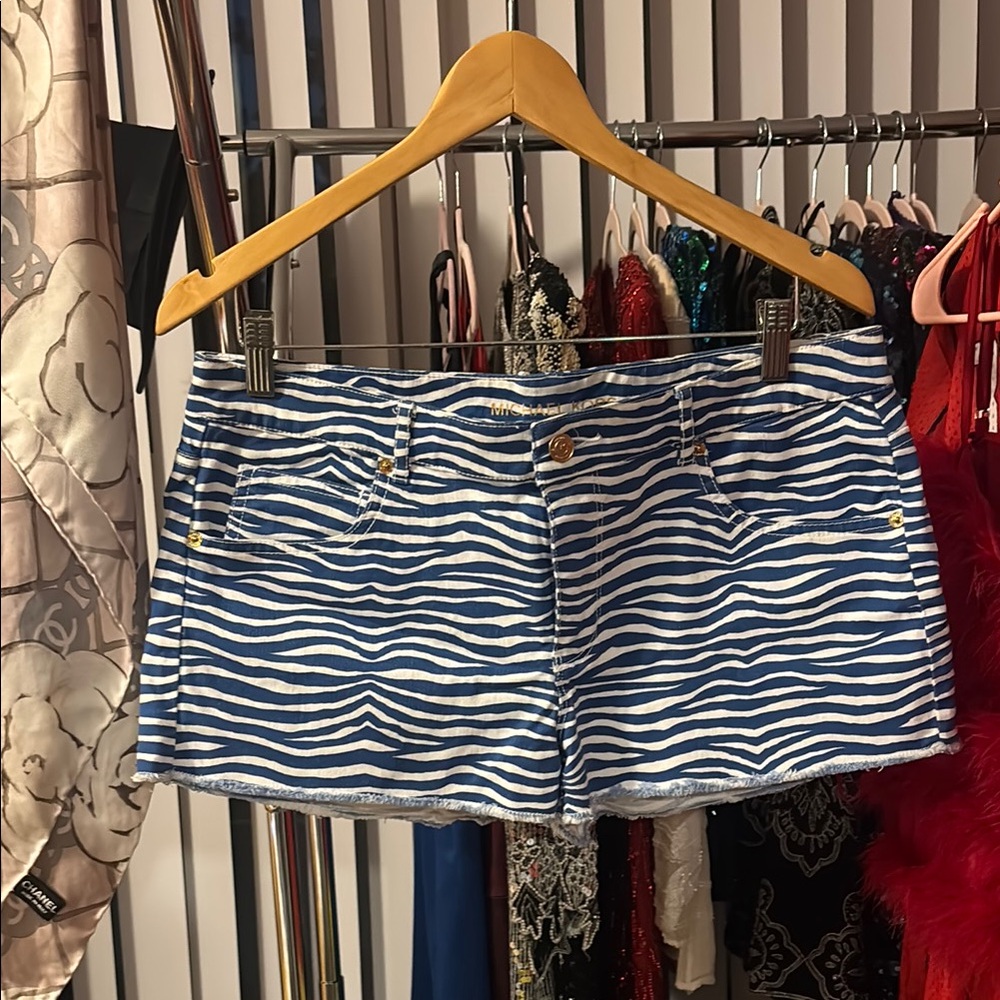 Michael Kors Blue and White Jean Shorts